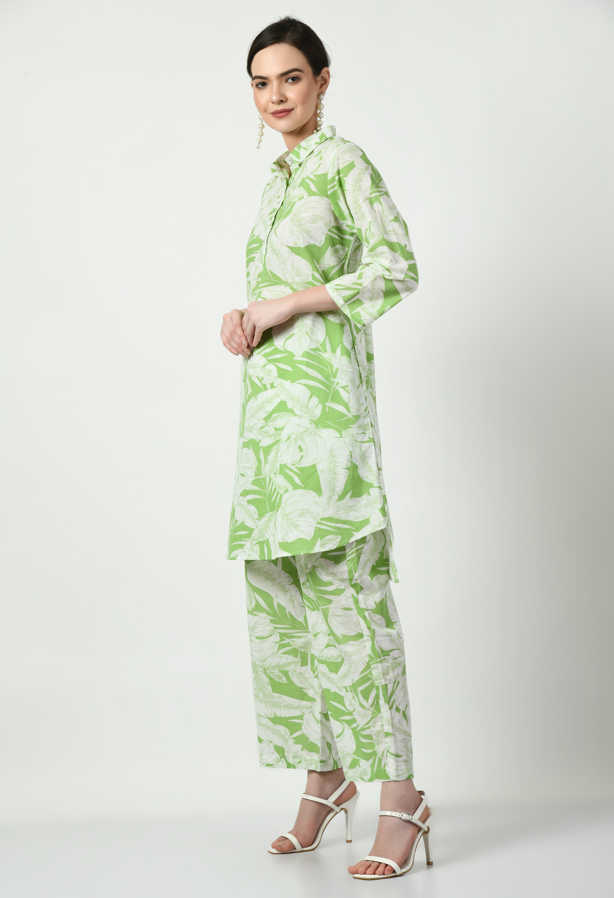 Leaf Print Cotton Kurta Set | Leaf Print Kurta Set
